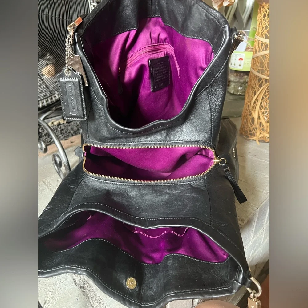 COACH Madison 25260 Phoebe Gathered Twist Leather Black Shoulder Bag - Picture 13 of 15